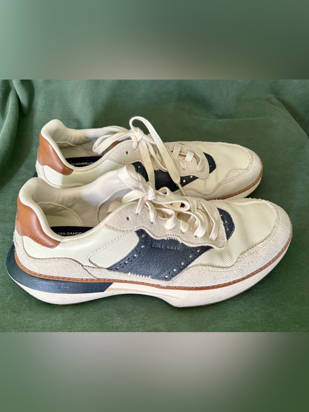 Cole Haan Cream and Navy Low-Top Sneakers